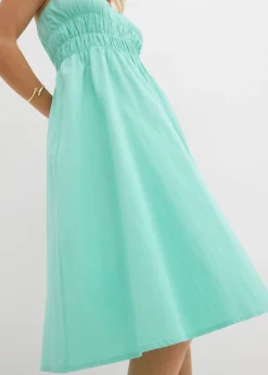 bonprix bonprix Vestido de algodón orgánico puro con tirantes Azul mentol Discount