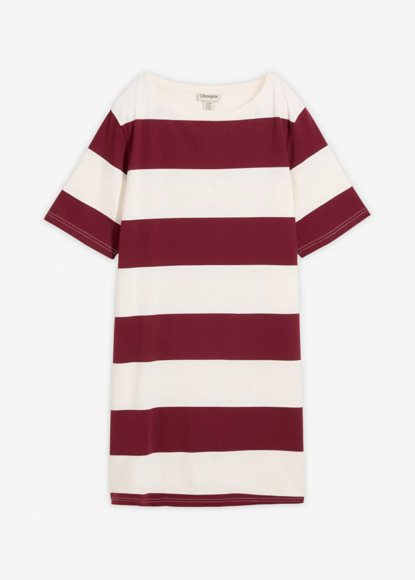 bonprix bonprix Vestido de algodón orgánico puro con corte boxy Rojo avellana-blanco lana