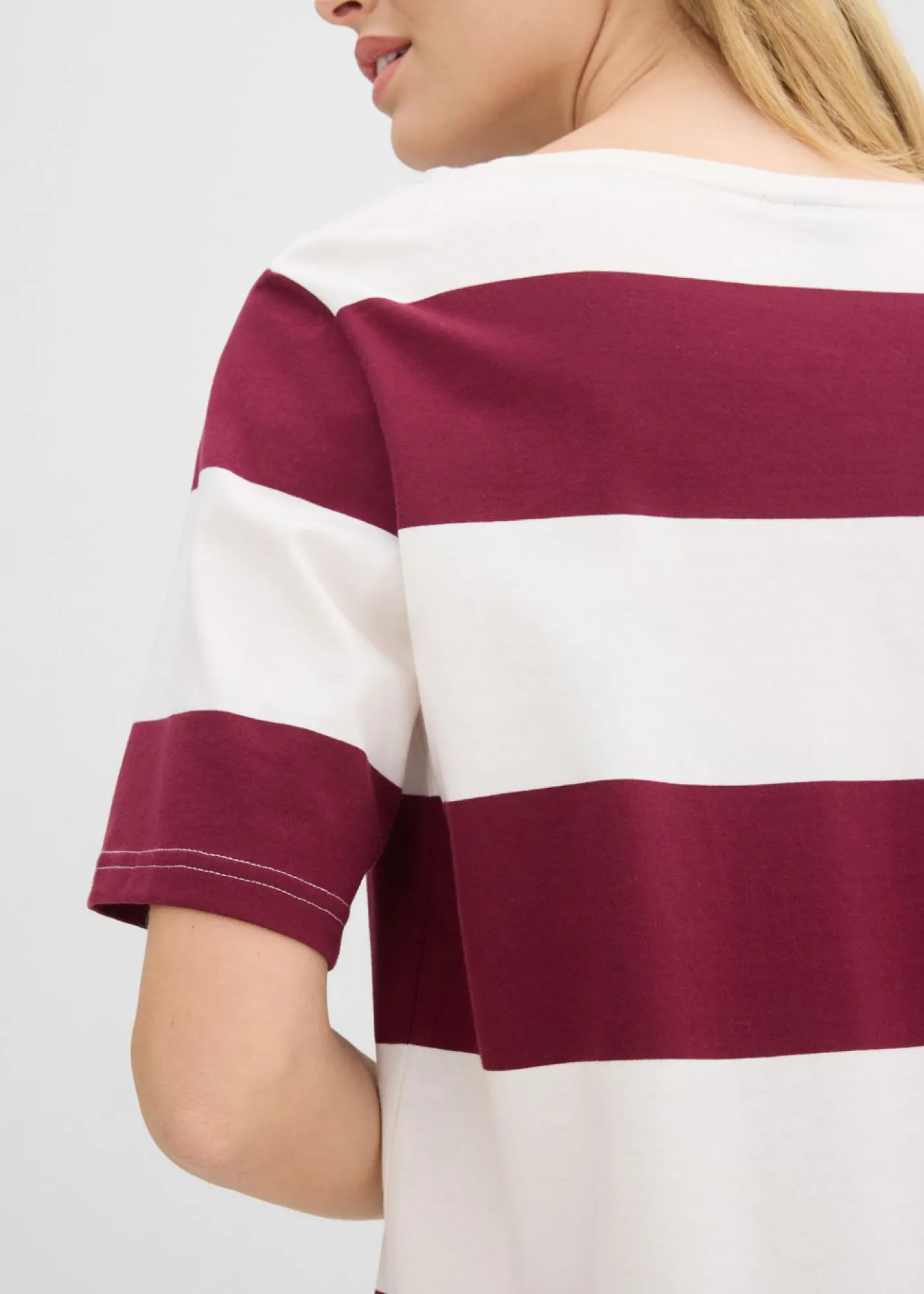 bonprix bonprix Vestido de algodón orgánico puro con corte boxy Rojo avellana-blanco lana