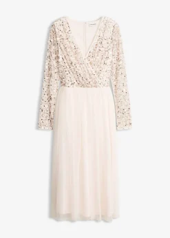 bonprix bonprix Vestido de cóctel con bordado de lentejuelas rosa pálido Clearance