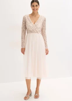 bonprix bonprix Vestido de cóctel con bordado de lentejuelas rosa pálido Clearance