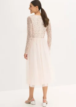bonprix bonprix Vestido de cóctel con bordado de lentejuelas rosa pálido Clearance