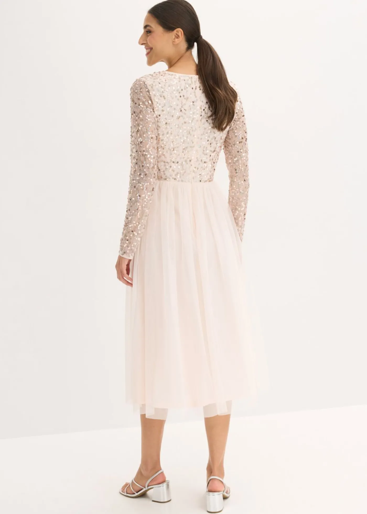 bonprix bonprix Vestido de cóctel con bordado de lentejuelas rosa pálido Clearance