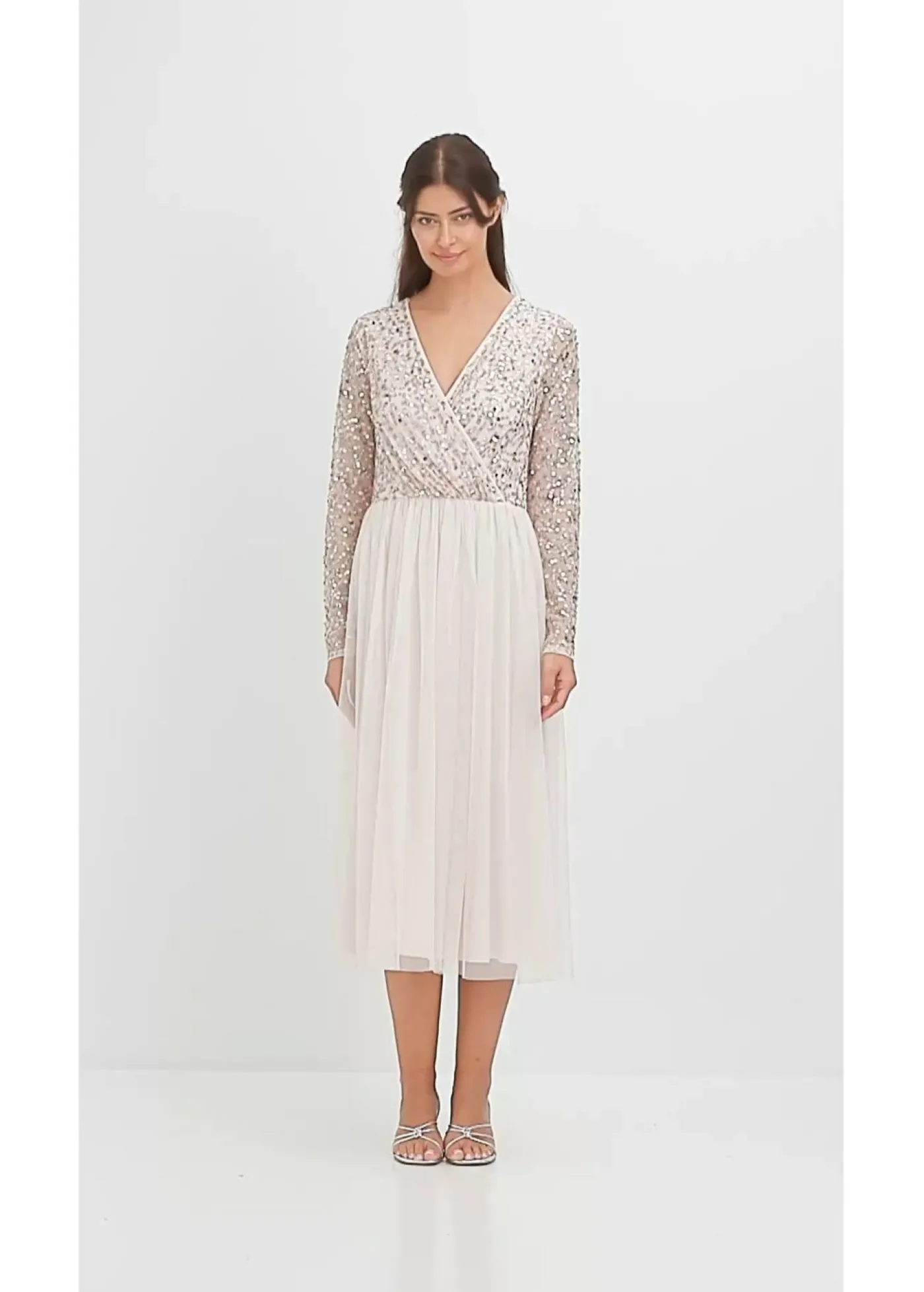 bonprix bonprix Vestido de cóctel con bordado de lentejuelas rosa pálido Clearance