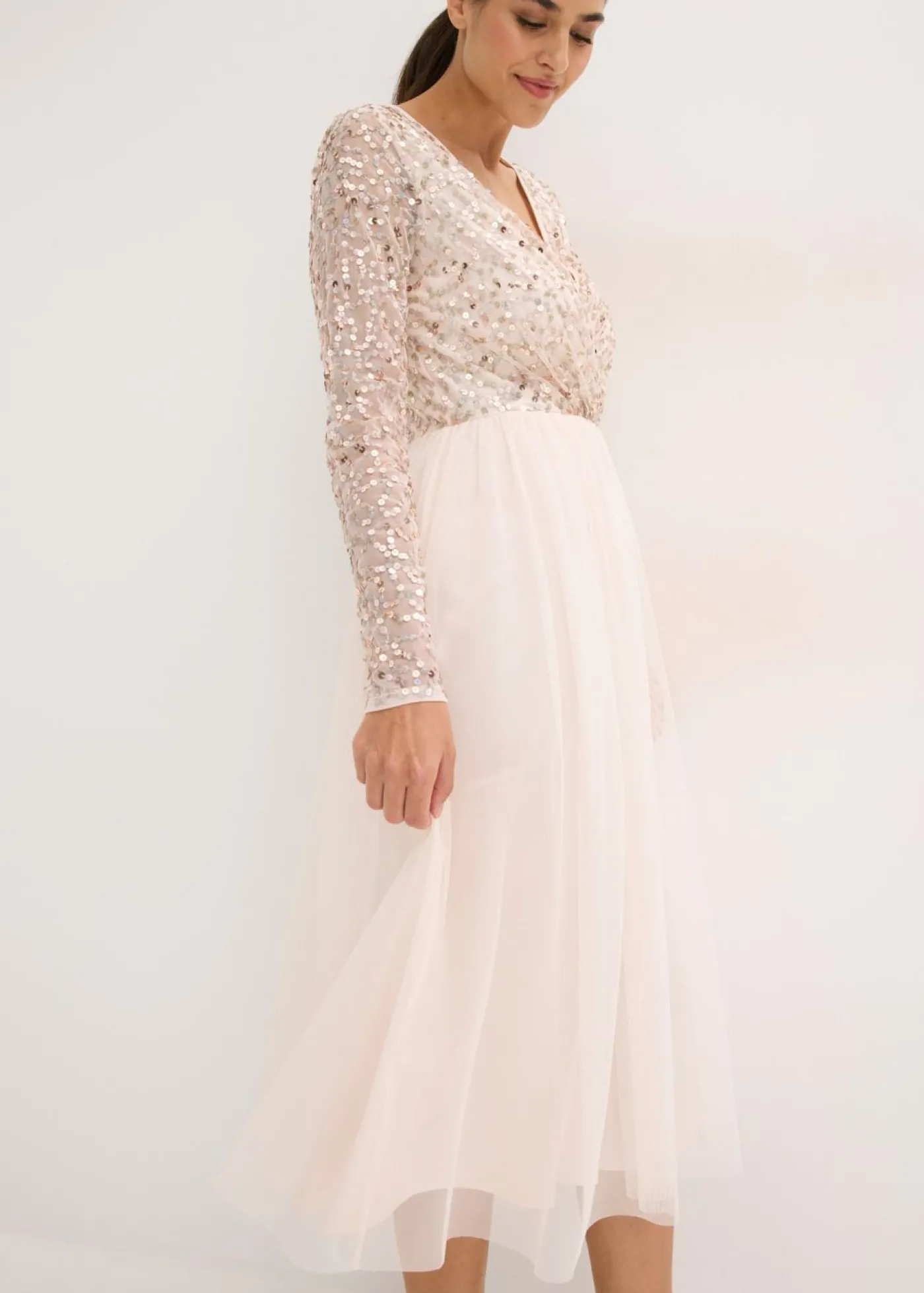 bonprix bonprix Vestido de cóctel con bordado de lentejuelas rosa pálido Clearance