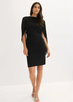 bonprix bonprix Vestido de cóctel con mangas de gasa Negro Hot