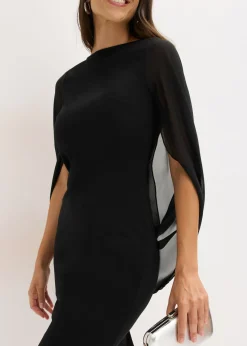 bonprix bonprix Vestido de cóctel con mangas de gasa Negro Hot