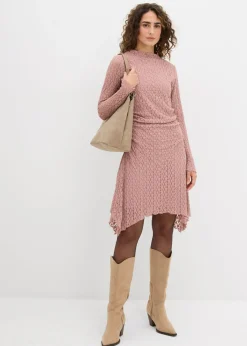 bonprix bonprix Vestido de encaje con dobladillo irregular Rosa palo