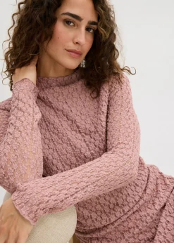bonprix bonprix Vestido de encaje con dobladillo irregular Rosa palo