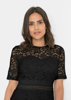 bonprix bonprix Vestido de encaje con ganchillo Negro Hot