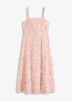 bonprix bonprix Vestido de encaje con tirantes decorados Rosa perla Discount