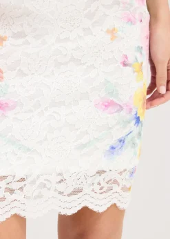 bonprix bonprix Vestido de encaje con tirantes blanco con flores Clearance