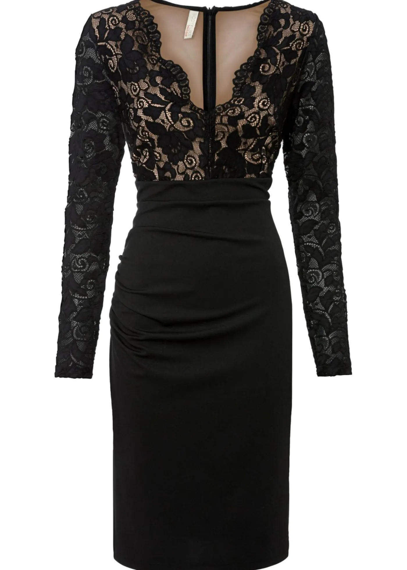 bonprix bonprix Vestido de encaje favorecedor, talla corta Negro Outlet