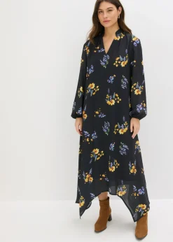 bonprix bonprix Vestido de gasa Negro con flores