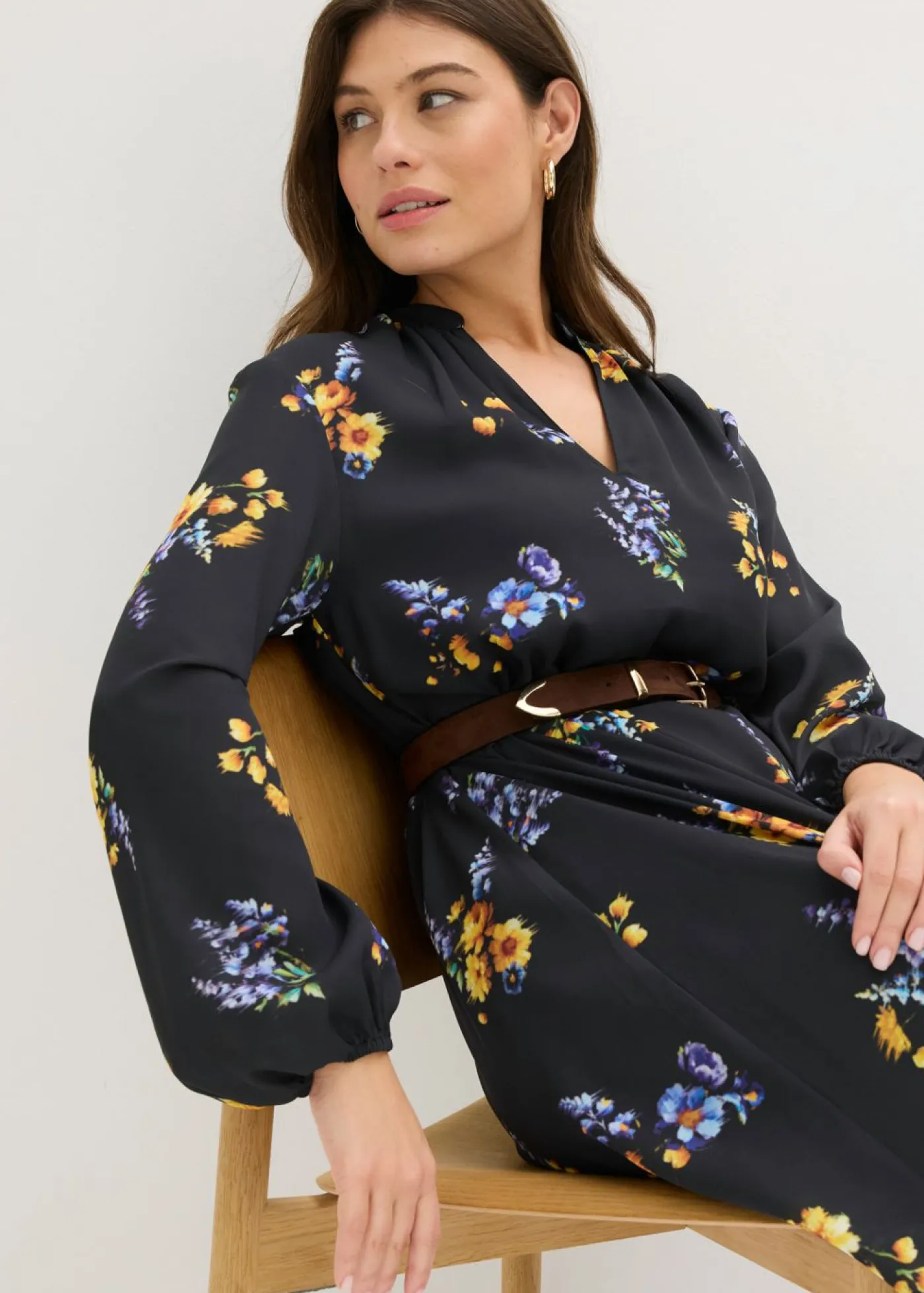 bonprix bonprix Vestido de gasa Negro con flores