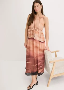 bonprix bonprix Vestido de gasa marrón Online