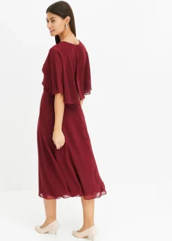 bonprix bonprix Vestido de gasa con aplicación de piedras Rojo rubí Hot