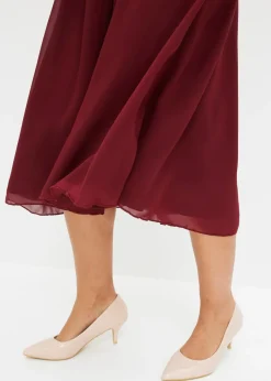 bonprix bonprix Vestido de gasa con aplicación de piedras Rojo rubí Hot