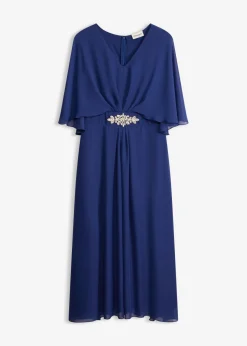 bonprix bonprix Vestido de gasa con aplicación de piedras Azul oxford Sale
