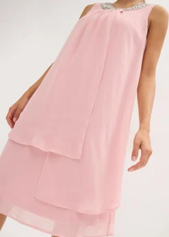 bonprix bonprix Vestido de gasa con aplicación de piedras Rosa ceniza Online