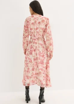 bonprix bonprix Vestido de gasa con cordón (2 piezas) rosa claro con flores Hot