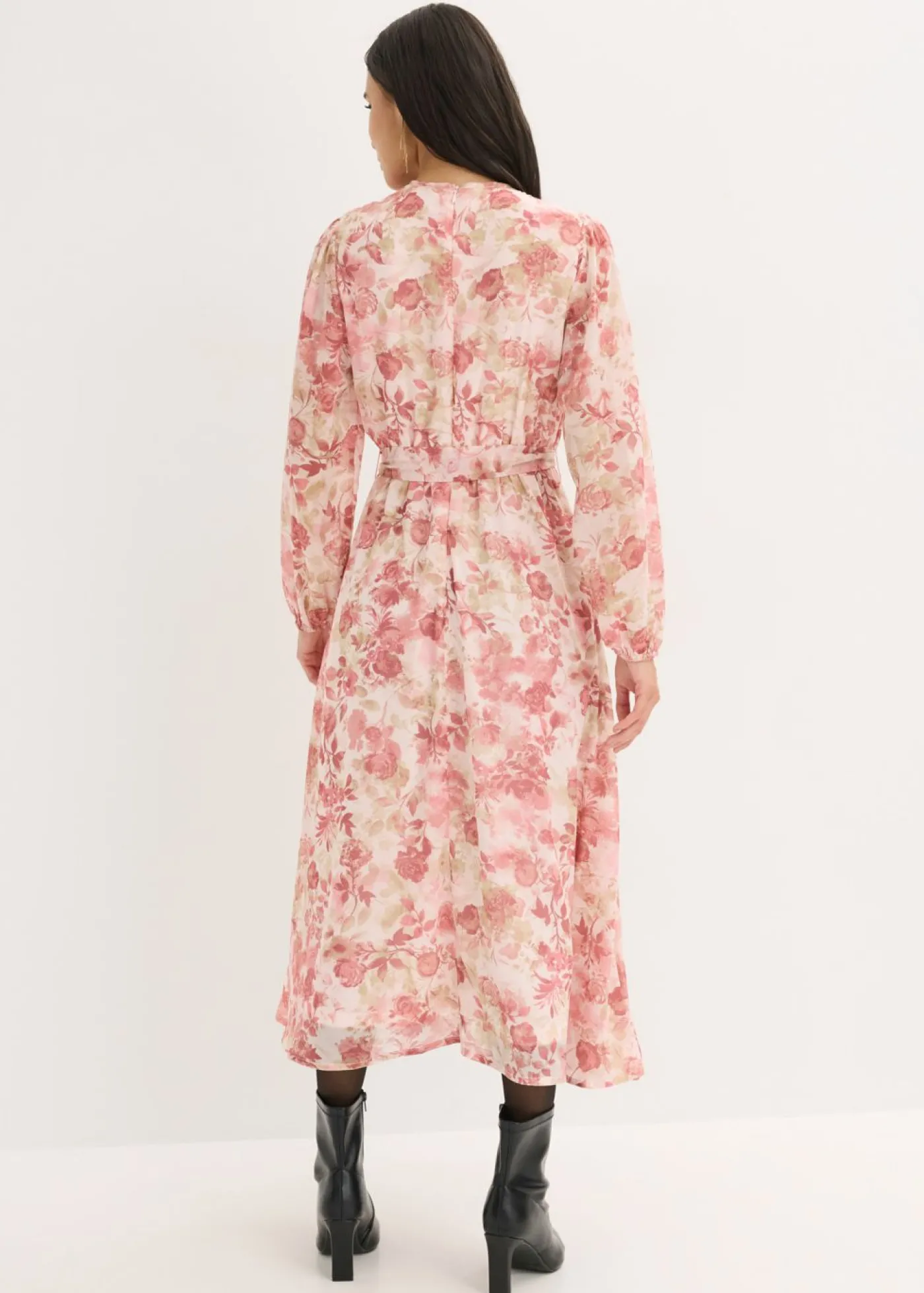 bonprix bonprix Vestido de gasa con cordón (2 piezas) rosa claro con flores Hot