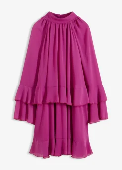 bonprix bonprix Vestido de gasa con volantes Fucsia oscuro New
