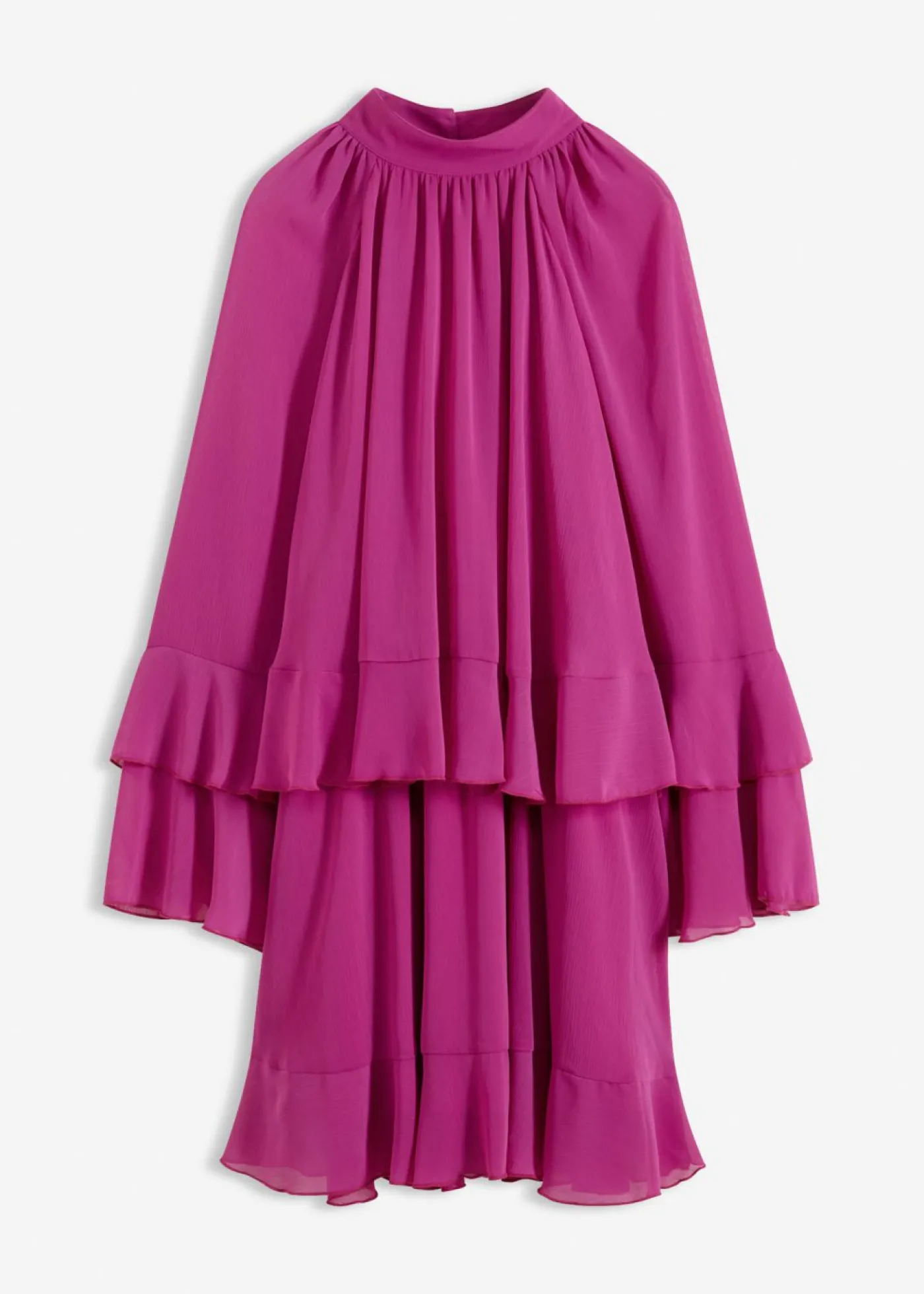bonprix bonprix Vestido de gasa con volantes Fucsia oscuro New