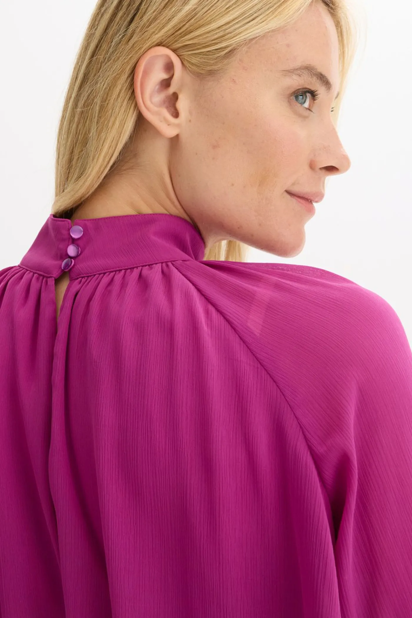 bonprix bonprix Vestido de gasa con volantes Fucsia oscuro New