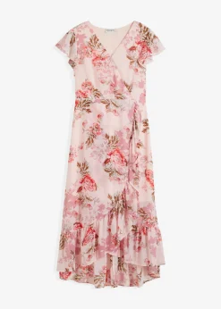 bonprix bonprix Vestido de gasa con volantes Rosa de flores