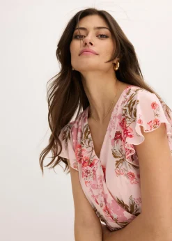 bonprix bonprix Vestido de gasa con volantes Rosa de flores