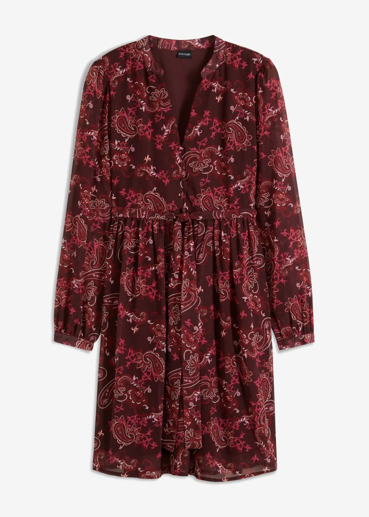 bonprix bonprix Vestido de gasa estampado Burdeos