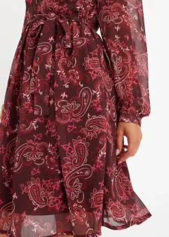 bonprix bonprix Vestido de gasa estampado Burdeos