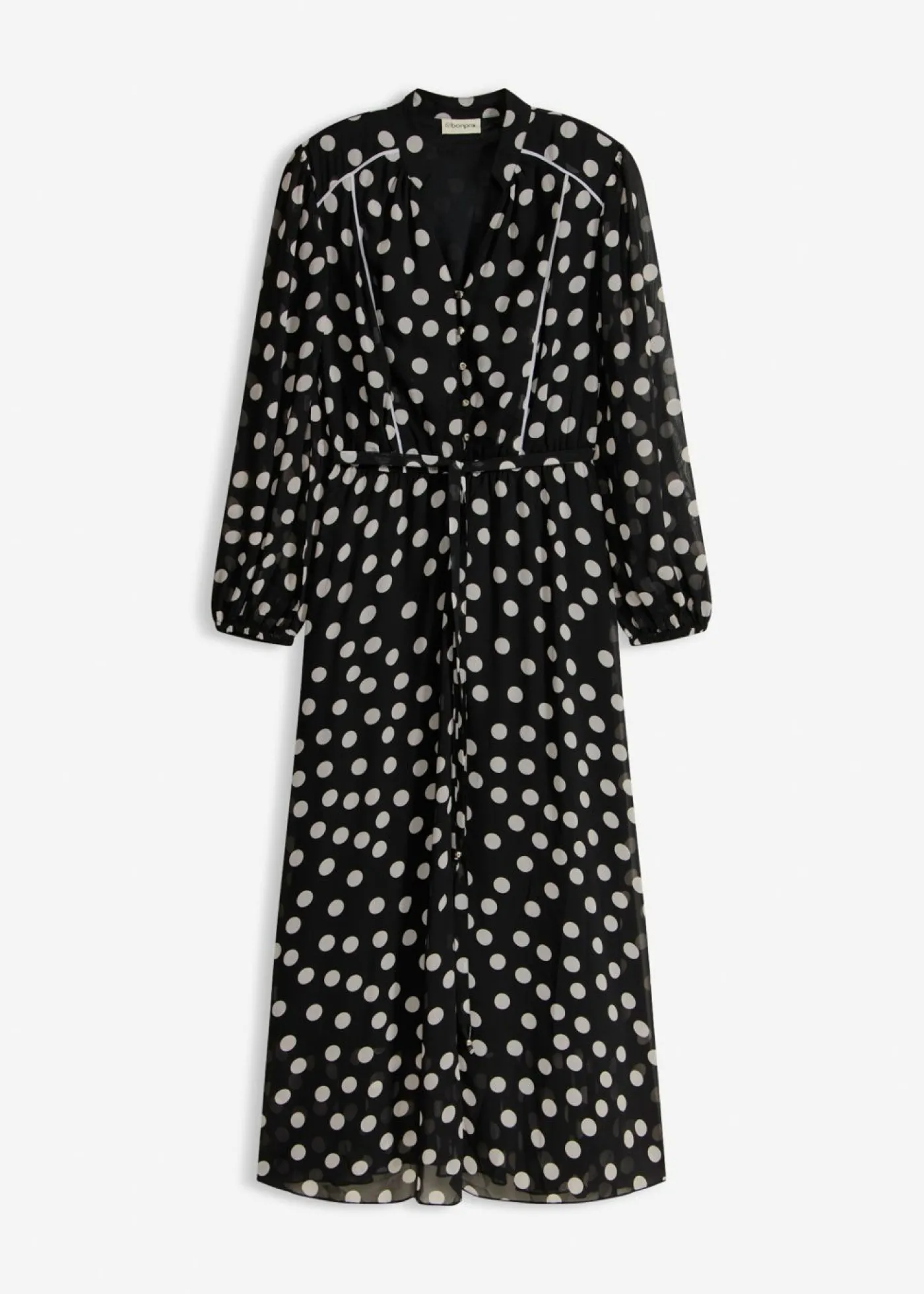 bonprix bonprix Vestido de gasa estampado negro-blanco lana topos