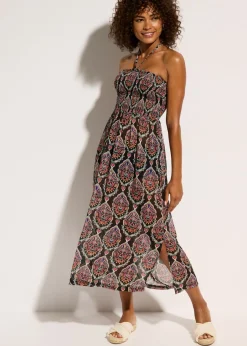 bonprix bonprix Vestido de gasa para la playa Negro multicolor Clearance