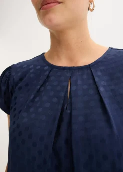 bonprix bonprix Vestido de jacquard con pinzas azul marino topos Clearance