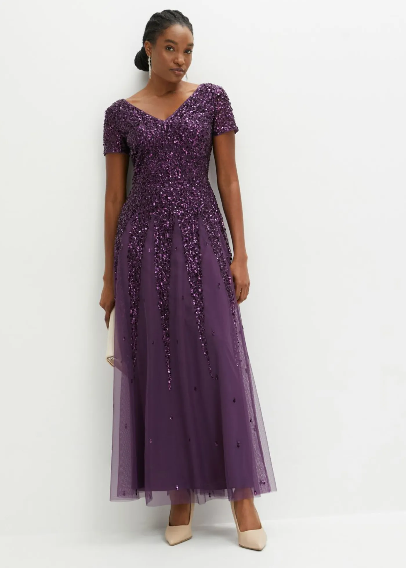 bonprix bonprix Vestido de lentejuelas Lila oscuro