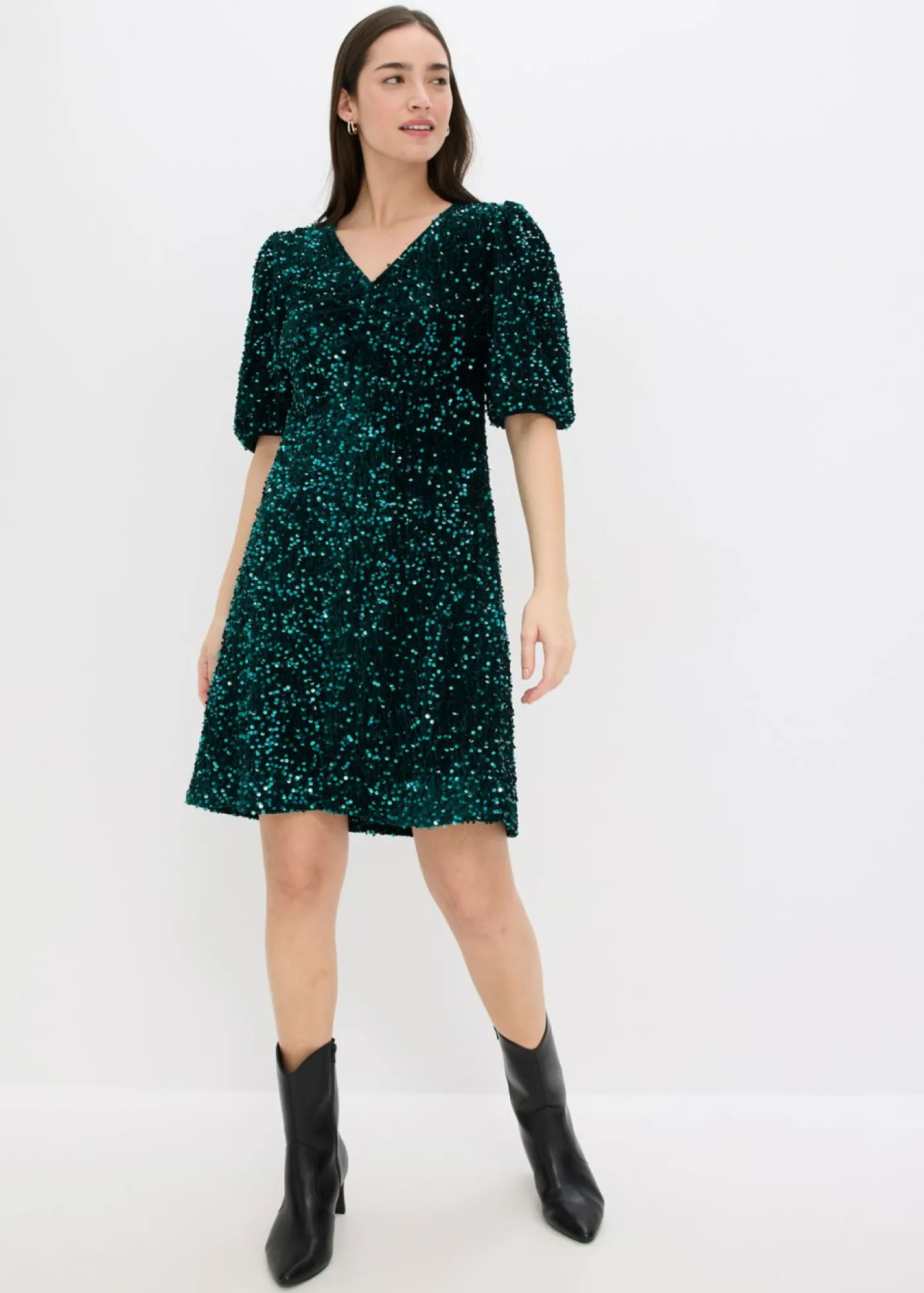 bonprix bonprix Vestido de lentejuelas Verde oscuro Sale