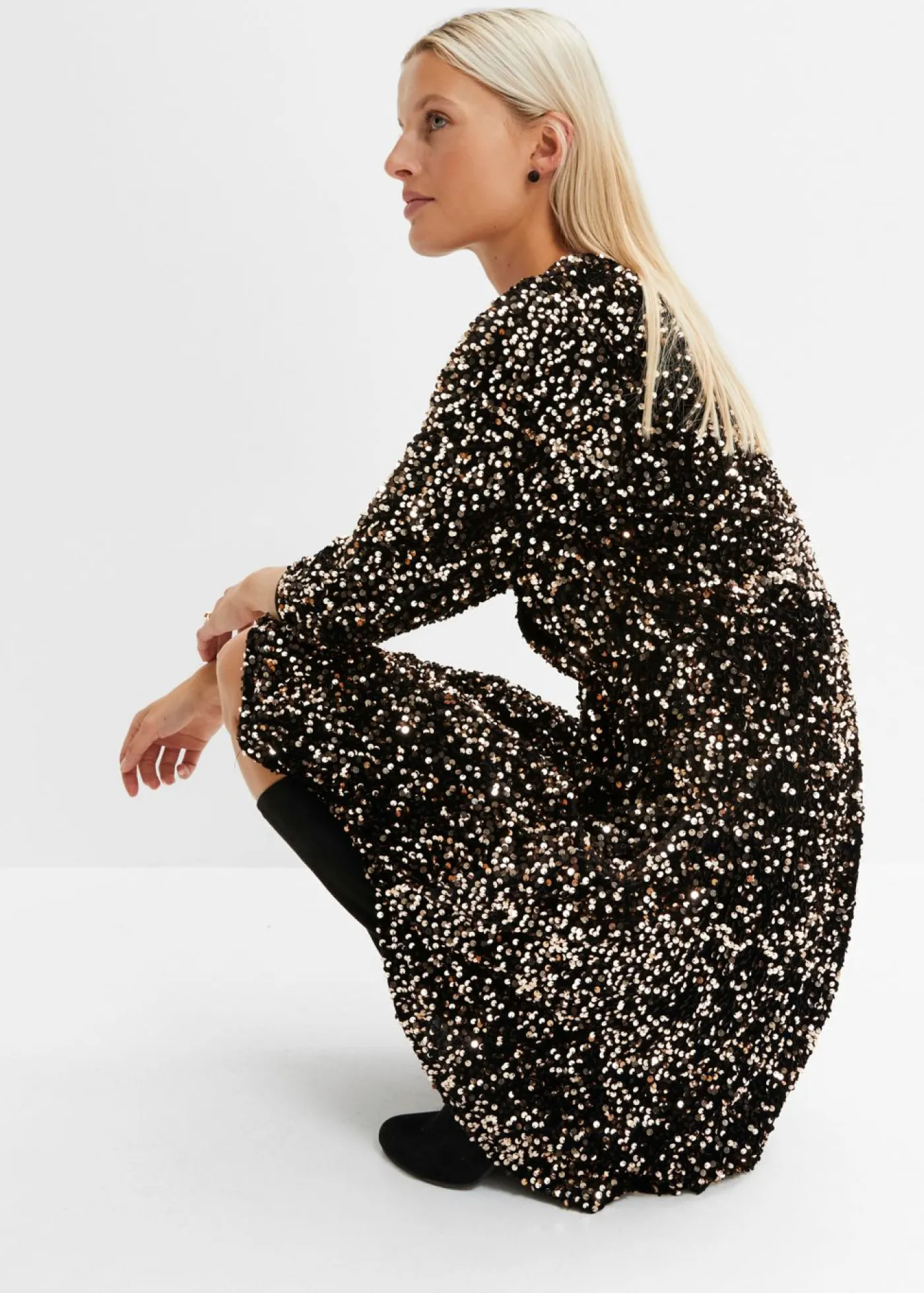 bonprix bonprix Vestido de lentejuelas Negro-oro rosado Best