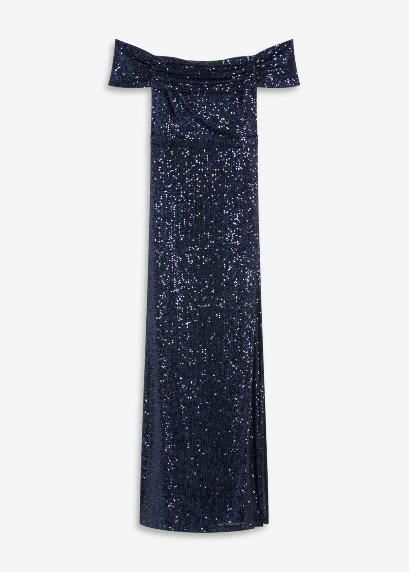 bonprix bonprix Vestido de lentejuelas con escote bañera Azul marino New