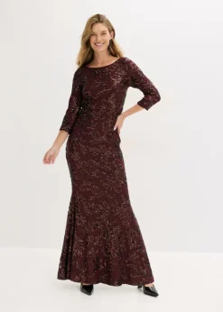 bonprix bonprix Vestido de lentejuelas con escote en la espalda rojo burdeos-beige New