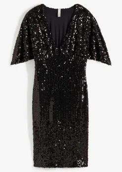bonprix bonprix Vestido de lentejuelas con escote profundo Negro Best