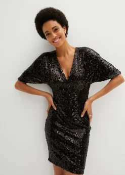 bonprix bonprix Vestido de lentejuelas con escote profundo Negro Best