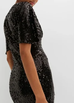 bonprix bonprix Vestido de lentejuelas con escote profundo Negro Best