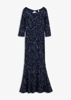 bonprix bonprix Vestido de lentejuelas con escote en la espalda Azul marino Outlet
