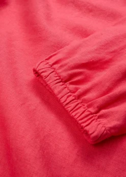 bonprix bonprix Vestido de lino puro con mangas 3/4 rosa paraíso Discount