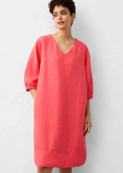 bonprix bonprix Vestido de lino puro con mangas 3/4 rosa paraíso Discount