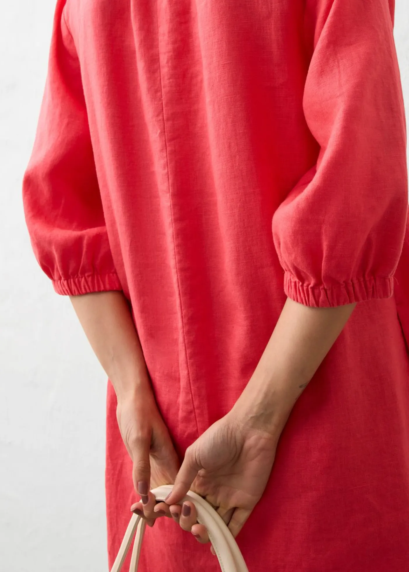 bonprix bonprix Vestido de lino puro con mangas 3/4 rosa paraíso Discount