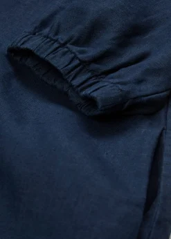 bonprix bonprix Vestido de lino puro con mangas 3/4 Azul marino Outlet