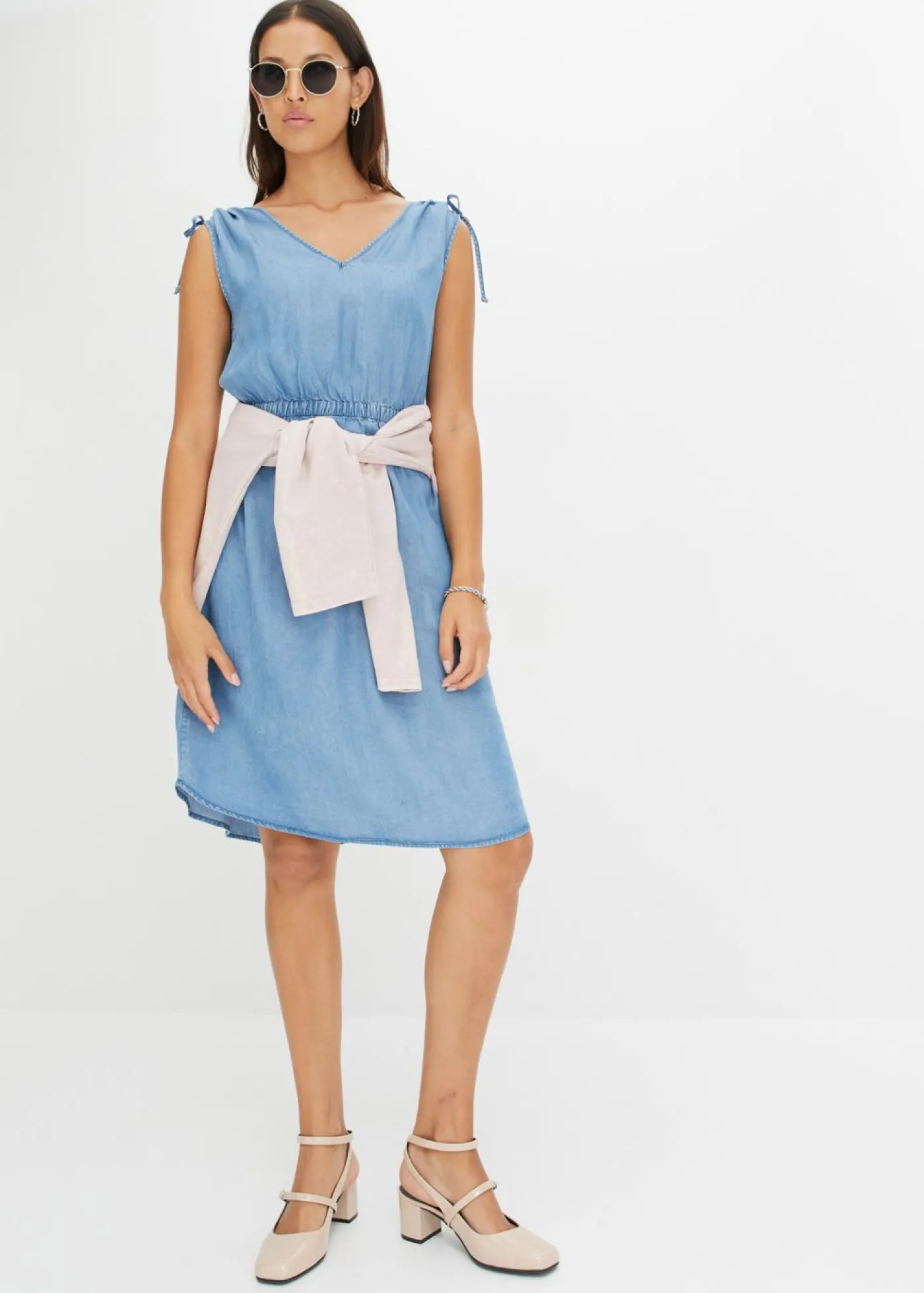 bonprix bonprix Vestido de lyocell liso Azul piedra Online